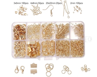 Jewelry Findings Set for DIY Jewelry Making | Lobster Clasps, Jump Rings & Earring Hooks | Craft Repair Supplies