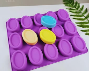 Silicone Oval Soap Mold with 15 Cavities | Reusable DIY Mold for Soap & Candle Making