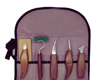 Wood Carving Tool Set for Beginners | 8pcs Hand Carving Knives & Files | DIY Whittling and Spoon Carving Kit