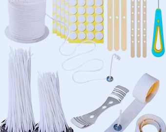 Vorgewachste Baumwollkerzendochte Set | DIY Kerzenherstellung mit Docht Aufklebern
