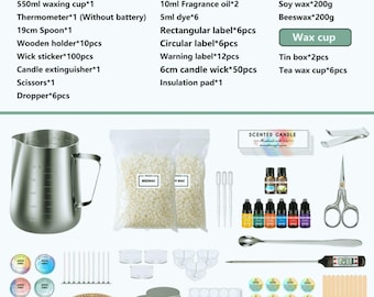 DIY Candle Making Kit – Soy Wax, Beeswax, Fragrance Oils, Dyes (Craft Supplies)