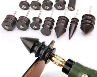 Black Ebony Wood Leather Burnisher & Polishing Rod Set – Tip Heads for DIY Leather Craft