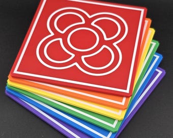 Posavasos Arcoíris / Multicolor / Base de corcho / Barcelona / BCN / Posavasos / Cantidad 6 / Tamaño 105 x 105 x 4 mm