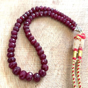 AAA+Faceted Natural Ruby Rondelle beads Necklace, 6/9MM Size African Ruby Beaded Beads, July Birthstone Gift for her
