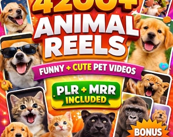 4200+ Viral Funny Pet Reels Bundle Cute Animal Videos Faceless TikTok Instagram Shorts Best Pack Ready To Post PLR MRR