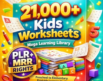 21000+ Kids Worksheets Bundle Homeschool Classroom Printables Mega Library PLR MRR