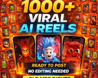 1000+ Viral AI Reels Bundle TikTok Instagram YouTube Shorts Ready To Post Faceless Content PLR MRR Resell Rights