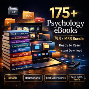 175+ Psychology Self Help eBooks Bundle PLR MRR, Resell Rights Digital Products, Mental Health Mindset
