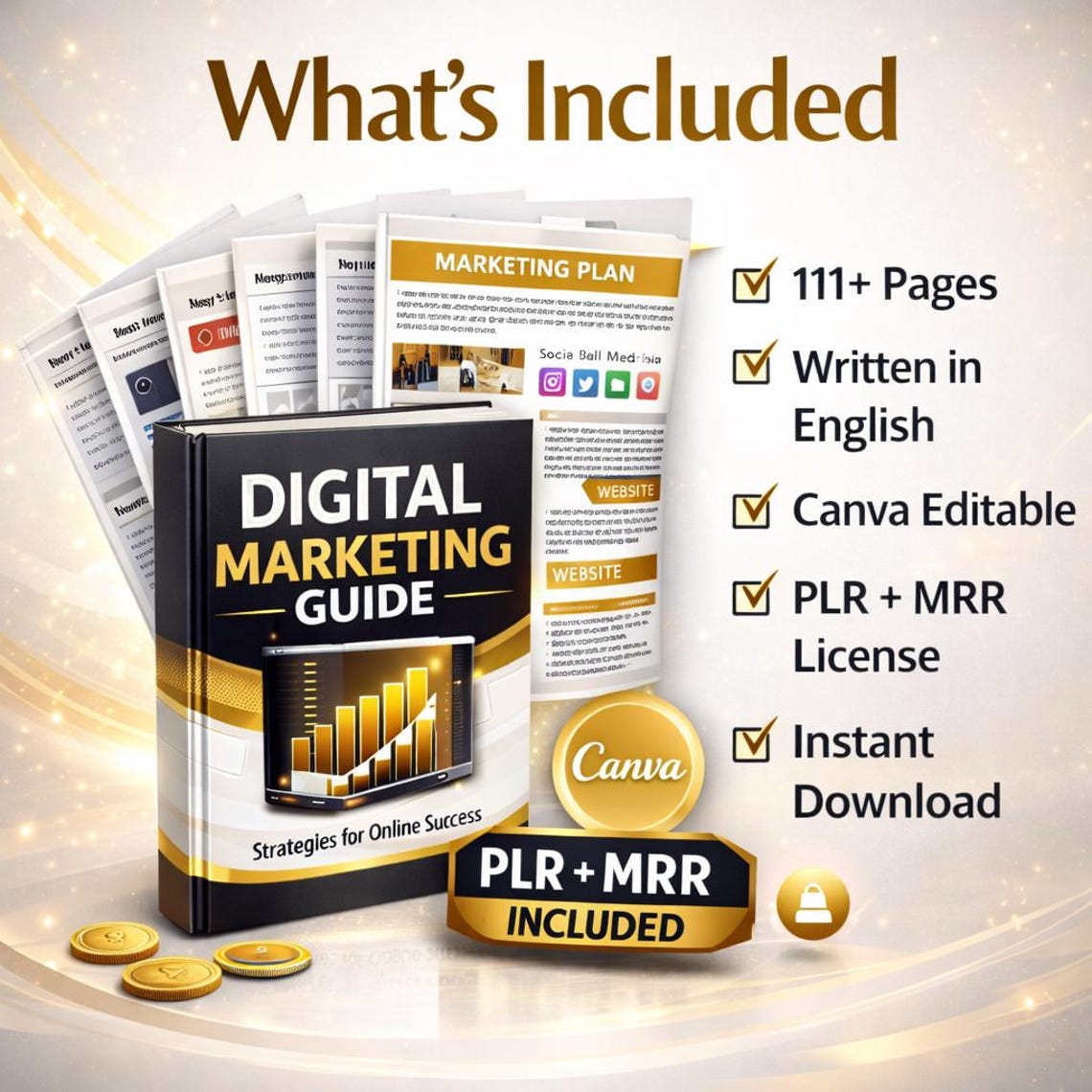 Digital Marketing Ebook Template Bundle Canva Editable Done for You ...