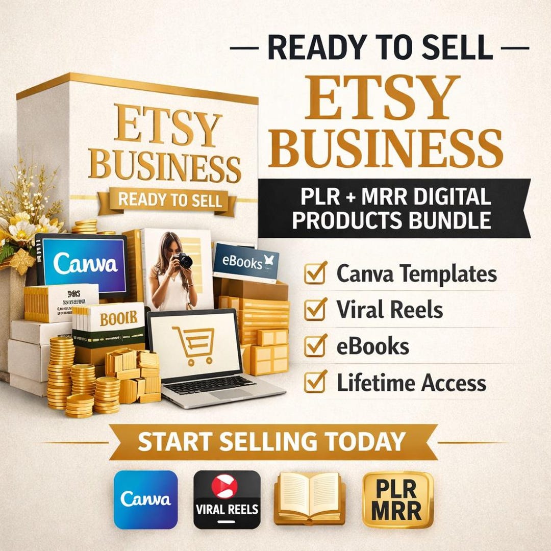 Etsy Business Bundle PLR MRR Ready to Sell Digital Products Canva ...