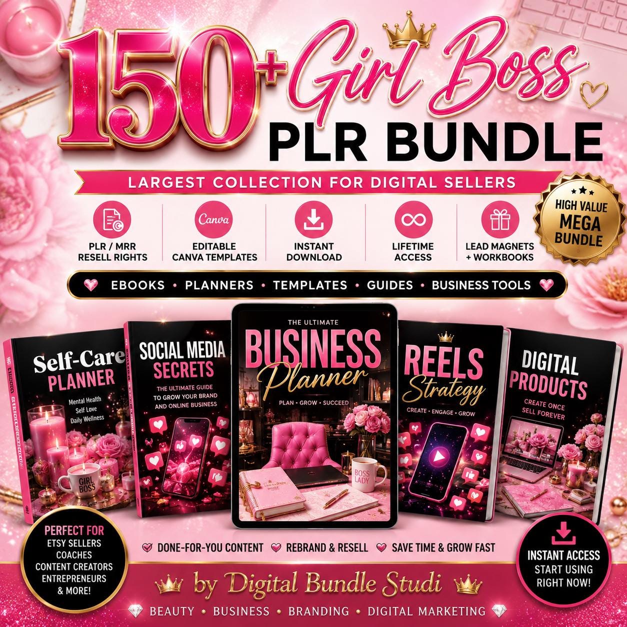 150+ PLR Ebooks Bundle Girl Boss Canva Templates MRR Resell Rights ...