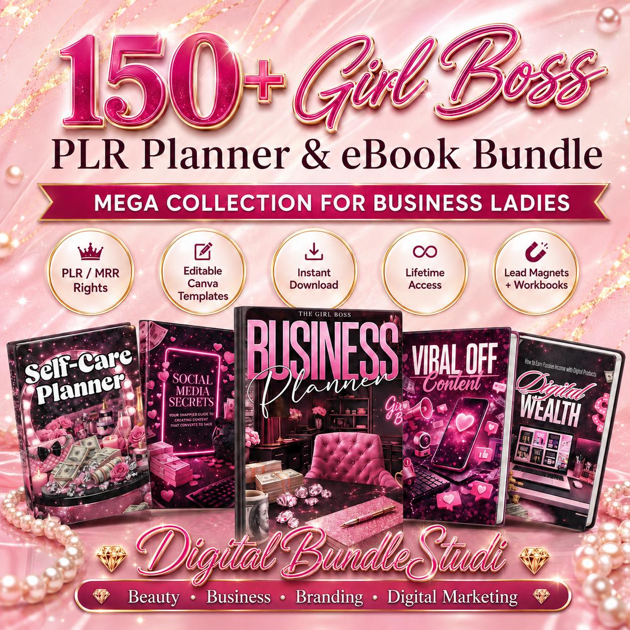 150+ PLR Ebooks Bundle Girl Boss Canva Templates MRR Resell Rights ...