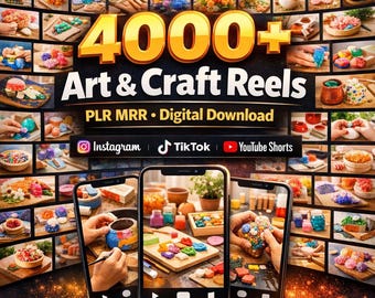 4000+ DIY Art & Craft Reels PLR MRR | Digital Download Content for Instagram TikTok YouTube