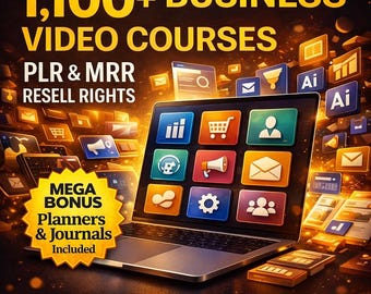 1100 Business Video Courses Bundle PLR MRR, Online Course Library, Digital Training Pack, Resell Rights Download