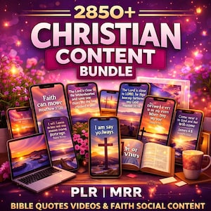 2850+ Christian Content Bundle Bible Quotes Videos Faith Social Media Pack Instagram TikTok Shorts Church Ministry Canva Templates PLR MRR