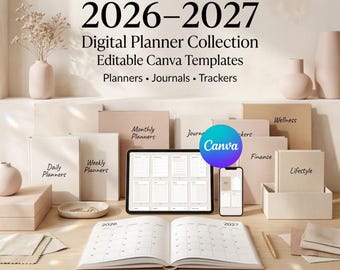 2026-2027 Digital Planner Templates | Editable Canva Collection (PLR MRR)