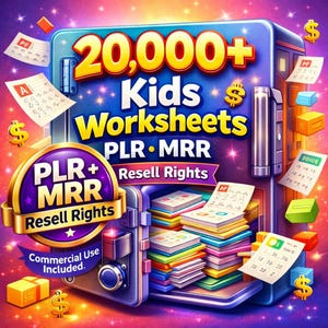 20000+ Kids Worksheets Mega Bundle Homeschool Classroom Printables Library PLR MRR