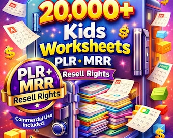 20000+ Kids Worksheets Mega Bundle Homeschool Classroom Printables Library PLR MRR
