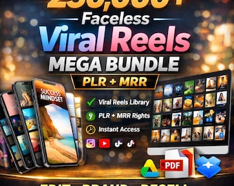 250,000+ Viral Reels Mega Bundle (PLR/MRR) | Faceless Reels Content | Instagram Reels, TikTok & YouTube Shorts | Digital Download