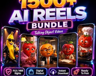 1500+ AI Reels Bundle Talking Object Videos Faceless TikTok Instagram YouTube Shorts Ready To Post PLR MRR Resell Rights