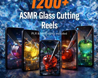 1200+ Viral ASMR Glass Cutting Reels Bundle Satisfying Faceless Videos TikTok Instagram Shorts Best Pack Ready To Post PLR MRR