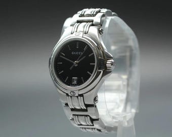 NEAR MINT GUCCI 9040L Vintage Women's Silver Date Quartz Watch