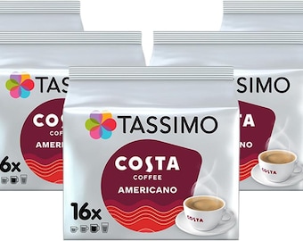 Tassimo Costa Americano Coffee Pods x16 (Pack of 5, Total 80 Drinks)