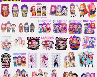Huntrix PNG | Saja Girls Anime Fan Art PNG | K Pop Demon Hunters Clipart | Huntrix Tshirt, Saja Boys, Derpy Tiger PNG Digital Download