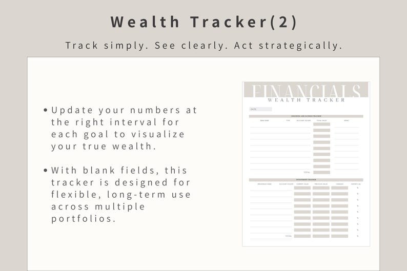 Complete Wealth Tracker Bundle | Printable Finance Planner, Balance ...