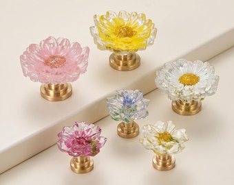 Sunflower Cabinet Knobs, Floral Drawer Knob, Flower Dresser Knobs, Decorative Kitchen Cabinet Hardware, Cottagecore Furniture Knob