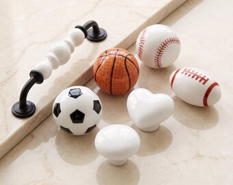 Sports Drawer Knobs, Kids Cabinet Knobs, Basketball Soccer Furniture Hardware, Children Room Decor, Dresser Knobs, Fun Gift for Kids