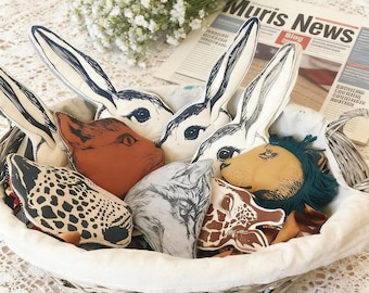 Fabric Animal Masks. Wild One Birthday Party Favors, Kids Woodland Creature Costume, Soft Toddler Dress Up Toy, Boho Photo Booth Prop