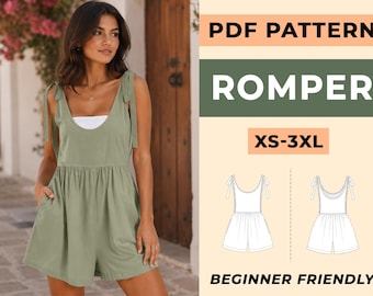 Damen Strampler Schnittmuster | Overall, Spielanzug, Taschen (XS-3XL)