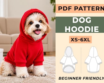 Hund Hoodie Schnittmuster PDF | Haustier-Jacke XS–6XL (Instant Download)