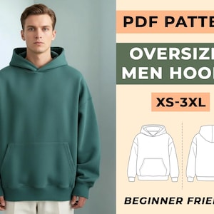 Oversized Hoodie Schnittmuster | Männer Sweatshirt PDF (XS-3XL)
