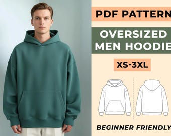 Oversized Hoodie Schnittmuster | Männer Sweatshirt PDF (XS-3XL)