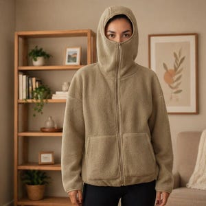Women hooded jacket sewing pattern PDF with zipper front and back views