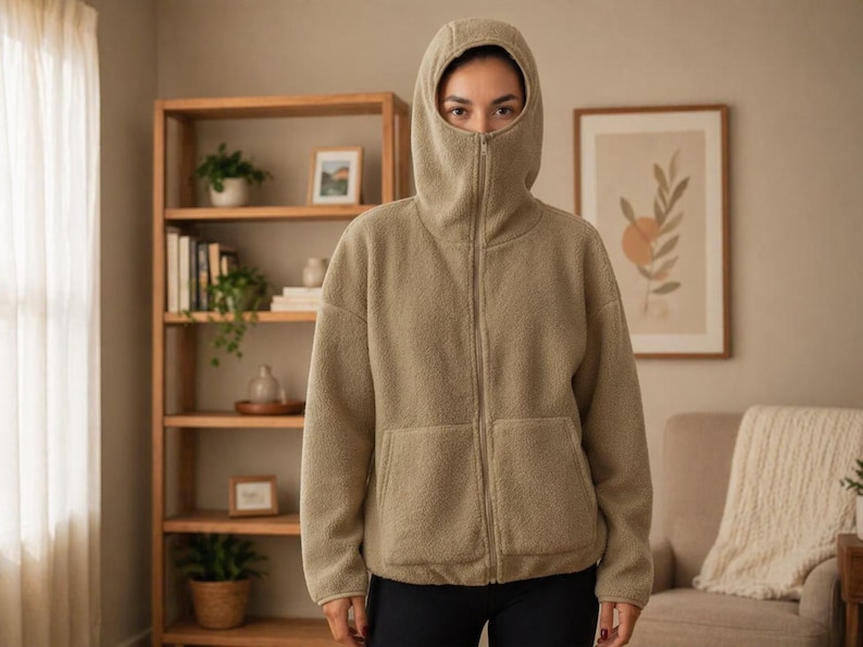 Women hooded jacket sewing pattern PDF with zipper front and back views