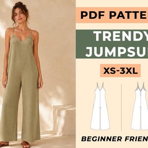 Wide Leg Jumpsuit Sewing Pattern | Modern Romper Playsuit PDF (XS–3XL)