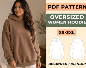 Übergroßes Frauen Hoodie Schnittmuster | Anfängertaugliche Loungewear (PDF Download)