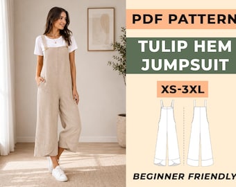 Tulpensaum Jumpsuit Schnittmuster | Relaxed Fit Latzhose (Digitaler Download)