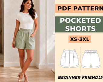 Shorts mit Taschen Schnittmuster | Frauen High Waist elastisch Sommer (PDF Download)