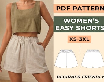 Damen Easy Shorts Schnittmuster | High Waist, Taschen, Anfänger freundlich (Digitaler Download)