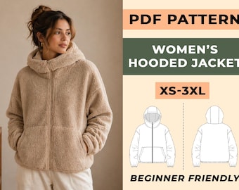 Damen Kapuzenjacke Schnittmuster | Zip-Up Fleece-Hoodie (Anfängerfreundlich, XS-3XL)
