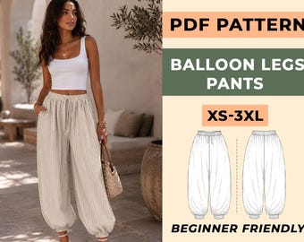 Ballon Hose Schnittmuster PDF | Frauen Bubble Hose (XS-3XL)