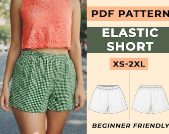 Frauen elastische Taille Shorts Schnittmuster | High Waist Weites Bein (PDF Download)