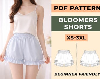 Pumphose Shorts Schnittmuster | Rüschen-Gummizug in der Taille, Vintage Style (PDF Download)