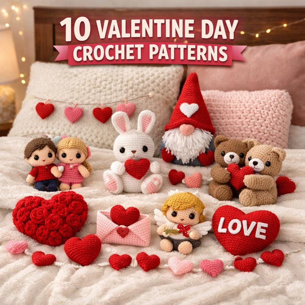 30 Valentine Crochet Patterns to Make for Gifts, Decor, and Cozy Seasonal Touches 28 Valentine Amigurumi Bundle
