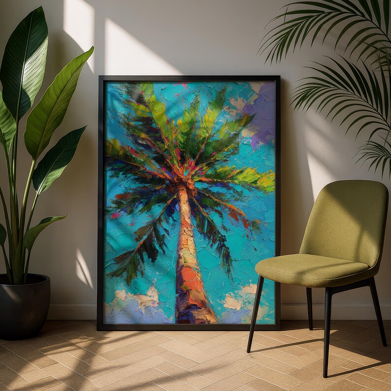 palm-tree-wall-art-tropical-beach-print-impasto-oil-painting-vibrant