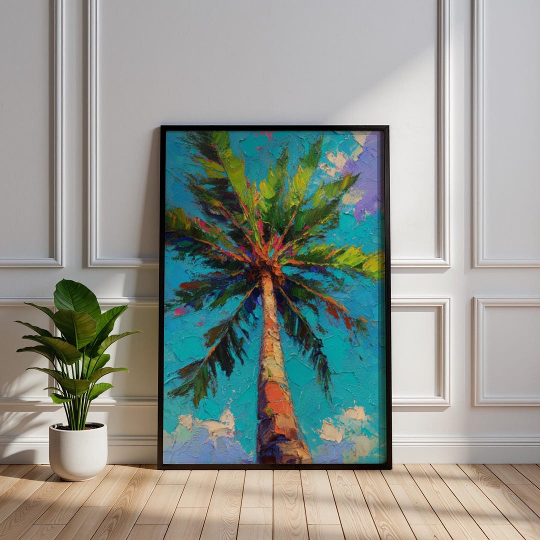 palm-tree-wall-art-tropical-beach-print-impasto-oil-painting-vibrant